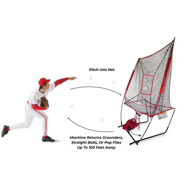 baseball pitch back machine sideview